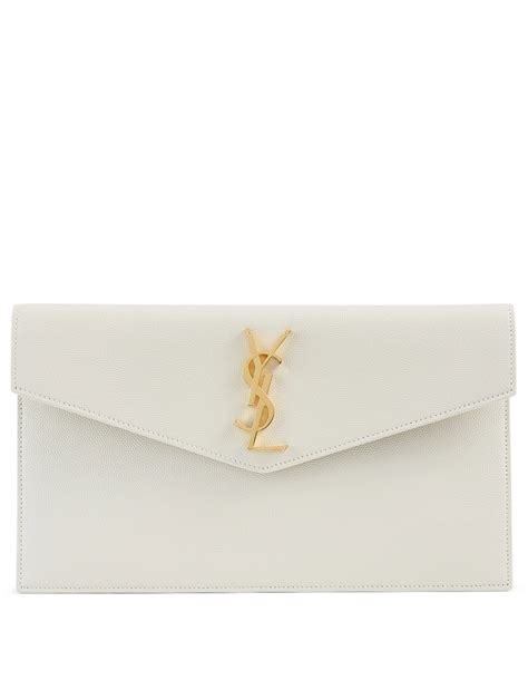 ysl white leather pouch|ysl uptown pouch.